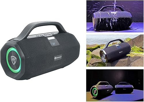 Miniatura 2 de Rockville SONIC-50L Altavoz Bluetooth portátil, sonido estéreo de 50 W, anillos LED duales, IPX5 resistente al agua, batería de hasta 24 horas, TWS,