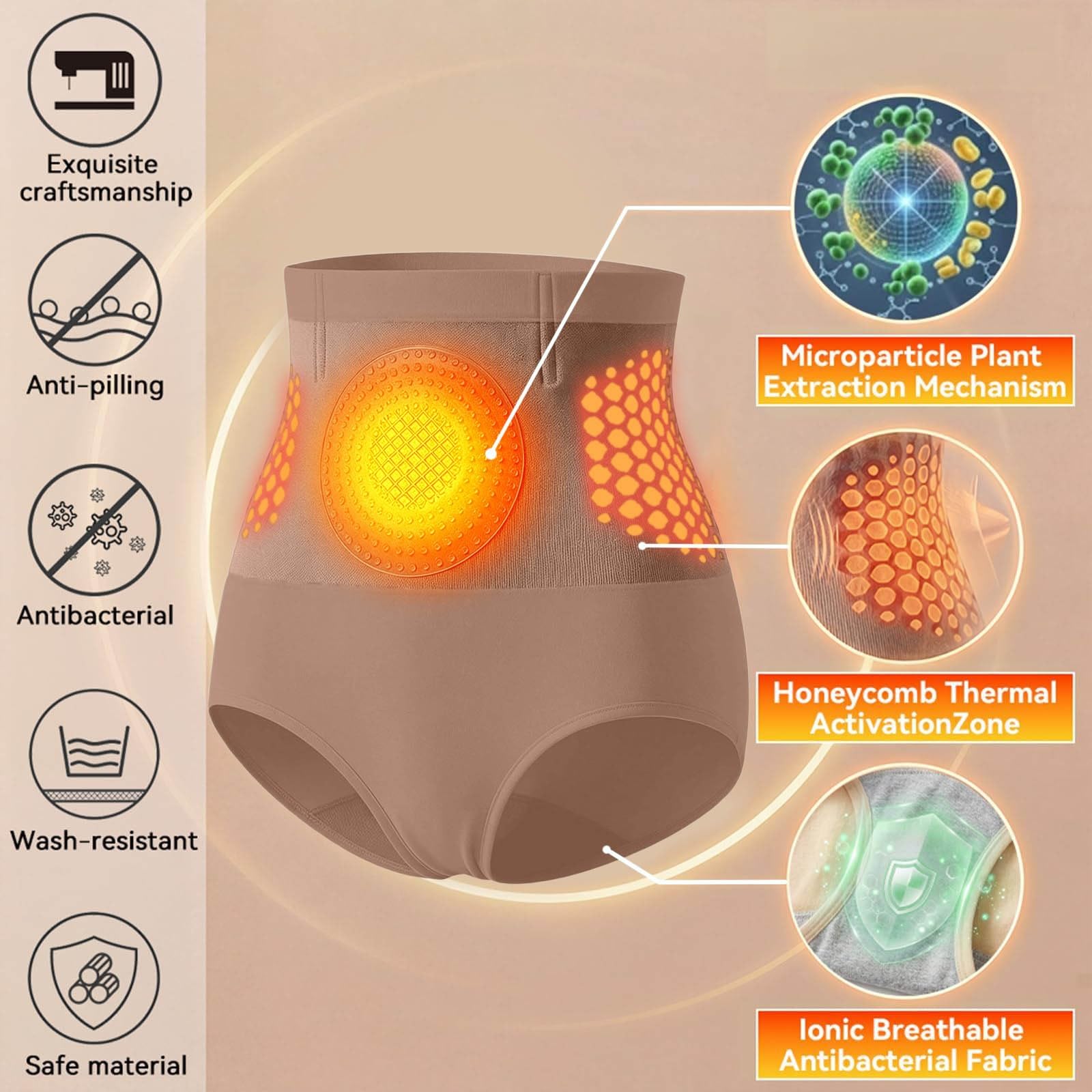 Pantalones Moldeadores 4-En-1 Sin Costuras Cintura Alta Control Abdominal Levantamiento Glúteos Antideslizantes Mujer