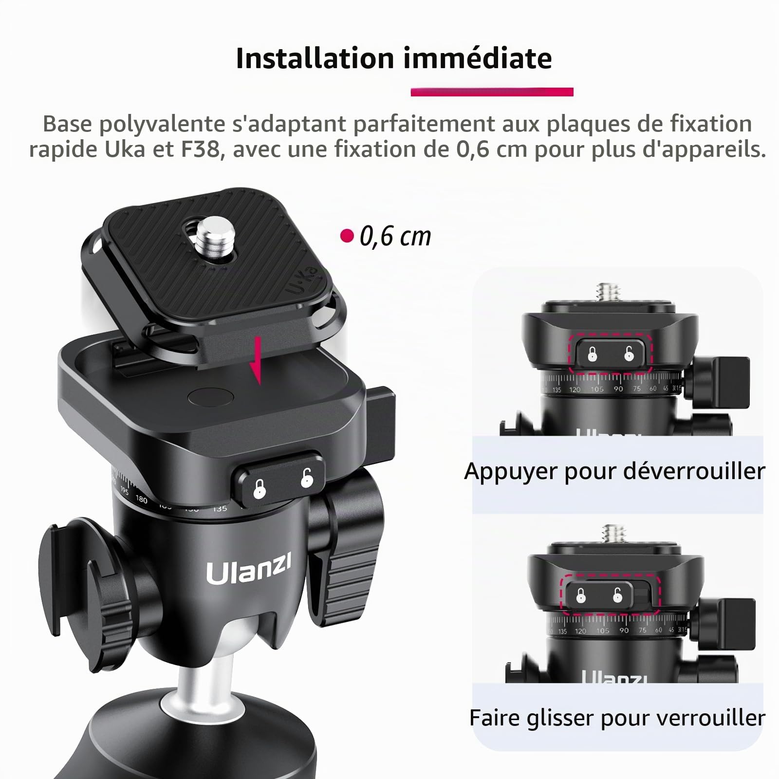 ULANZI TT38 Vlog Tripod, Mini Trépied pour Appareil Photo, Capacité de Charge 3kg, Trépied Vlogging Bureau avec UKa et F38 Système Rapide, Compatible avec Sony a7c, Nikon z30 et FUJIFILM X-S10/X-S20