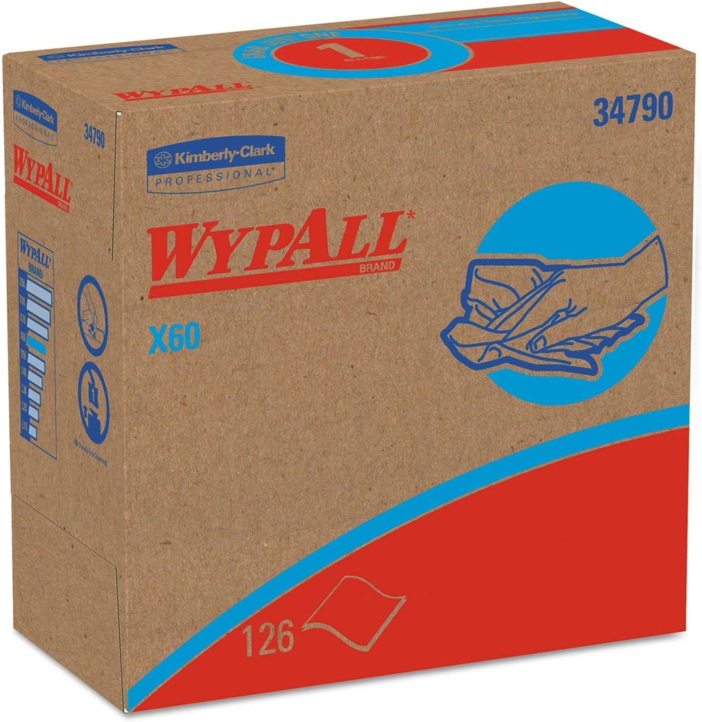 WYPALL X60 Teri Wipes, Nylon, 9-1/8 x 16-7/8, 126/bx, 10/carton