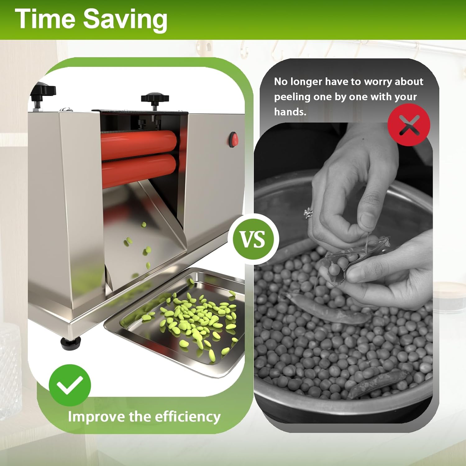 Adjustable Electric Pea Sheller Machine, Semi Automatic Bean Pea Sheller, Commercial Bean Pea Peeler, Stainless Steel Home Pea Peeling Machine for Restaurant Kitchen