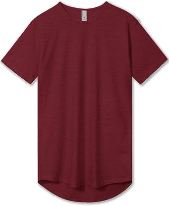 Allsense Mens Longline Drop-Cut T-Shirt, Premium Cotton Curved Hem Hipster Tee, Streetwear Layering Shirt
