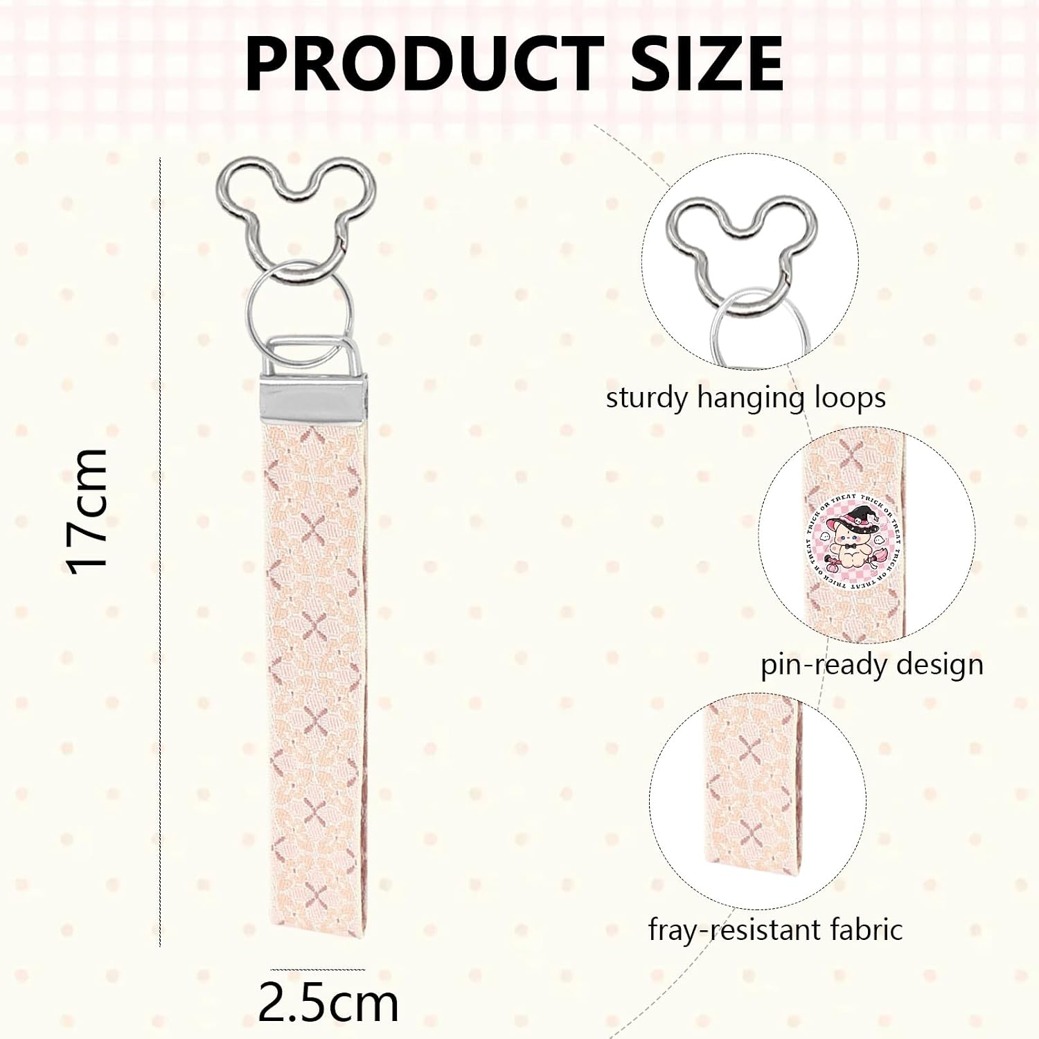 2 Pack Portable Pin Display Keychain, Cheer Pin Holder with Mouse Ear Trading, Traders Zipper Pull for Bags (Beige) image 4