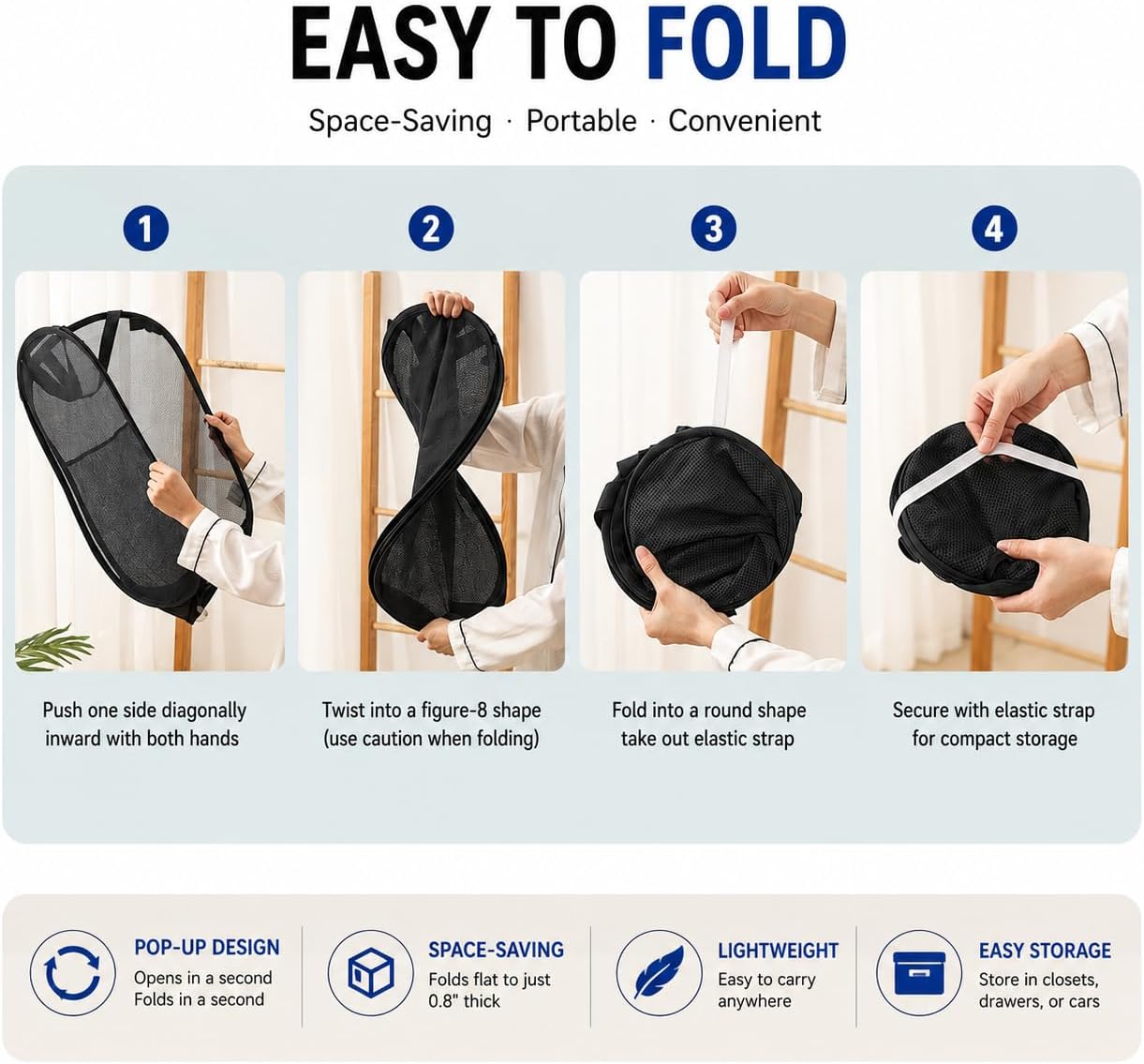 30 Pack Commercial Pop Up Laundry Hampers, 112L Large Capacity, Foldable Mesh with Steel Frame, Oxford Fabric Bulk Laundry Baskets for Hotels, College Dorm and Property Management,15.7x 27.6 inch