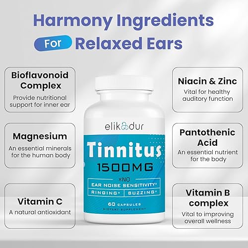 Miniatura 7 de Alivio del tinnitus de 1500 mg para el zumbido de las orejas, suplementos de alivio del tinnitus para el alivio del zumbido de las orejas  Mezcla de