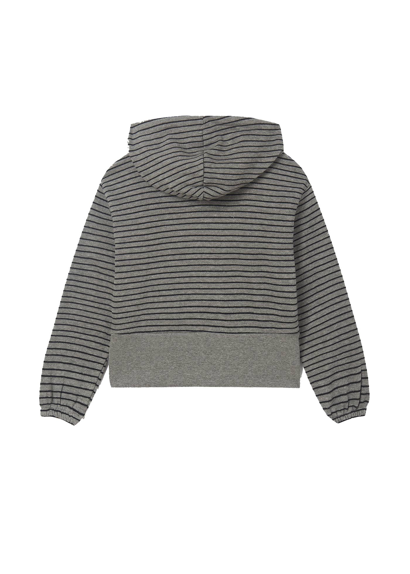 Generico Felpa Bambina Ragazza 10-16 Anni con Cappuccio – Maglia a Righe Grigia in Cotone Morbido, Maniche Lunghe con Polsini Elasticizzati, Stile Casual Comodo per Scuola e Tempo Libero