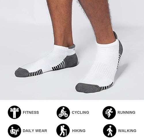 Miniatura 2 de Lapulas Calcetines de tobillo atléticos para correr, corte bajo, acolchados, antiampollas, calcetines deportivos para hombres y mujeres, 6 pares