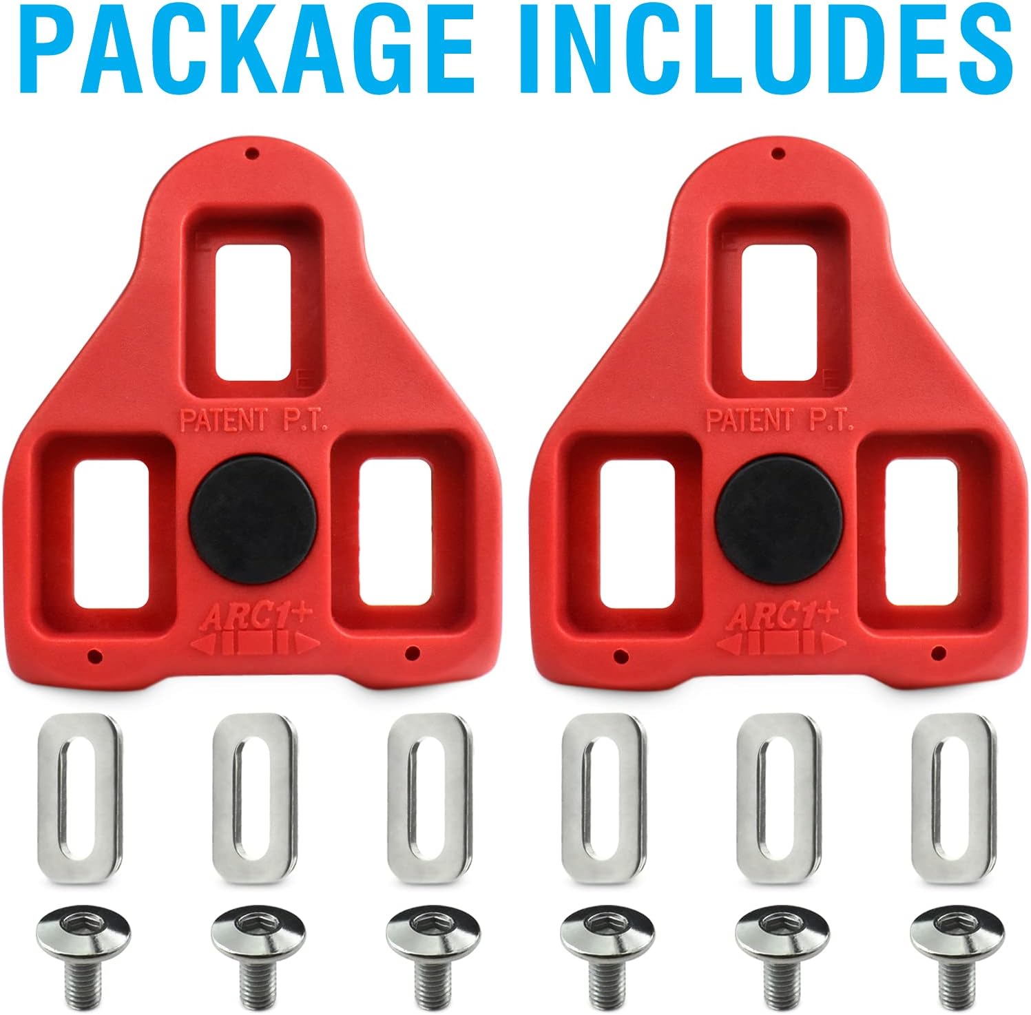 MARQUE Look Delta Compatible Cleats - 9 Degree Float Red Cleat Set for Peloton Indoor Cycling and Outdoor Road Cycling Designed for Women and Men Clipless Spinning and Cycle Shoes