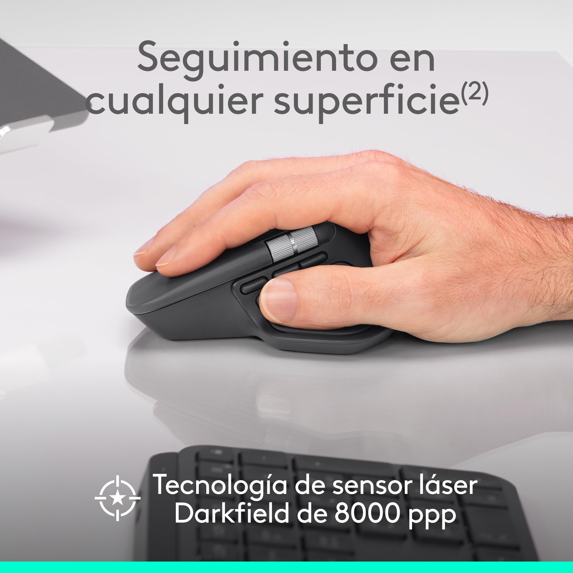 Logitech MX Master 4 for Business, ratón inalámbrico con clics discretos, 8000 PPP, Desplazamiento MagSpeed, Receptor Logi Bolt, Bluetooth, Actions Ring, tecnología háptica, Carga USB-C - Grafito