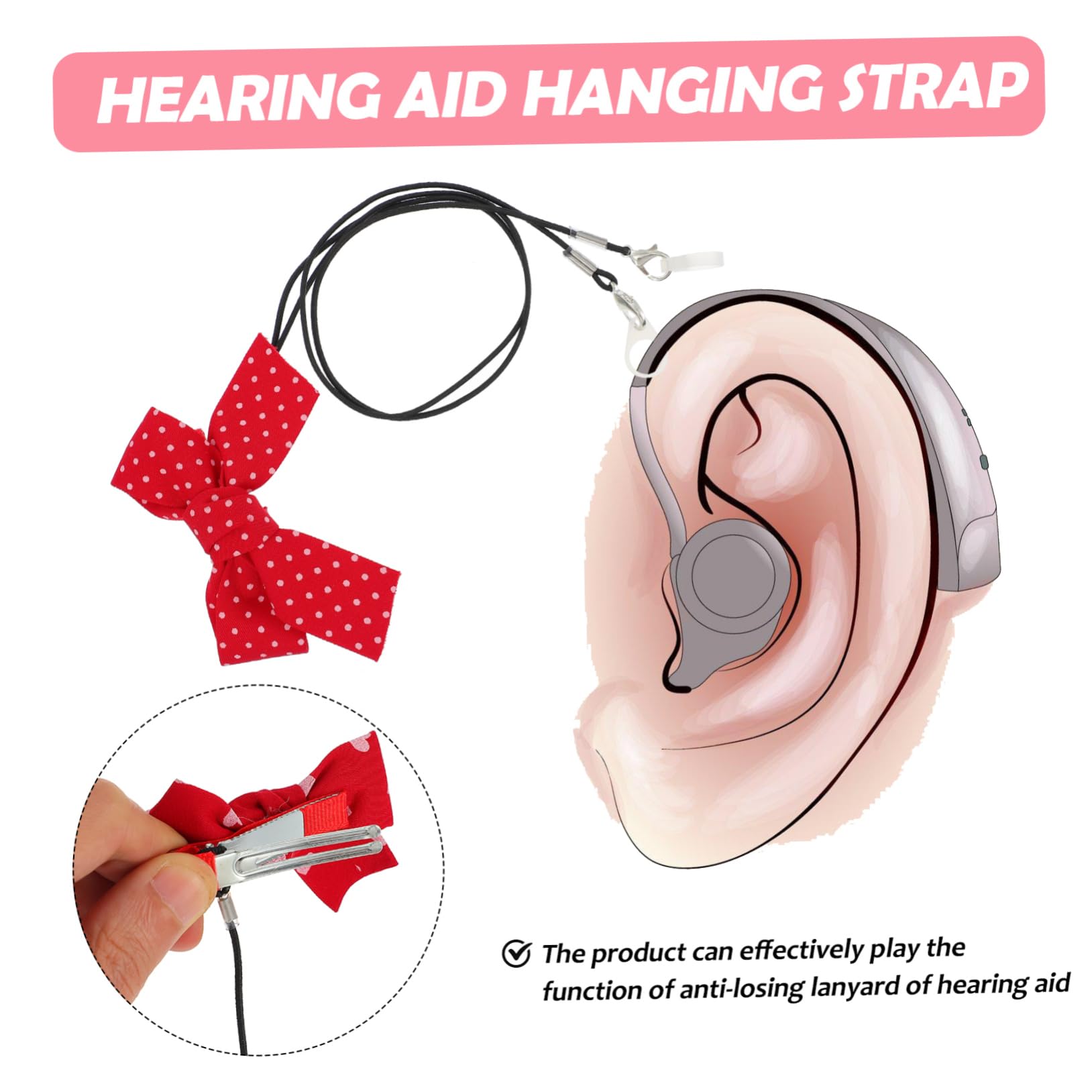 FOMIYES Reusable Lanyard Clip Lost Strap for Dual Ear Hearing Devices Cute Deaf Aid Accessories for Secure and Convenient Use