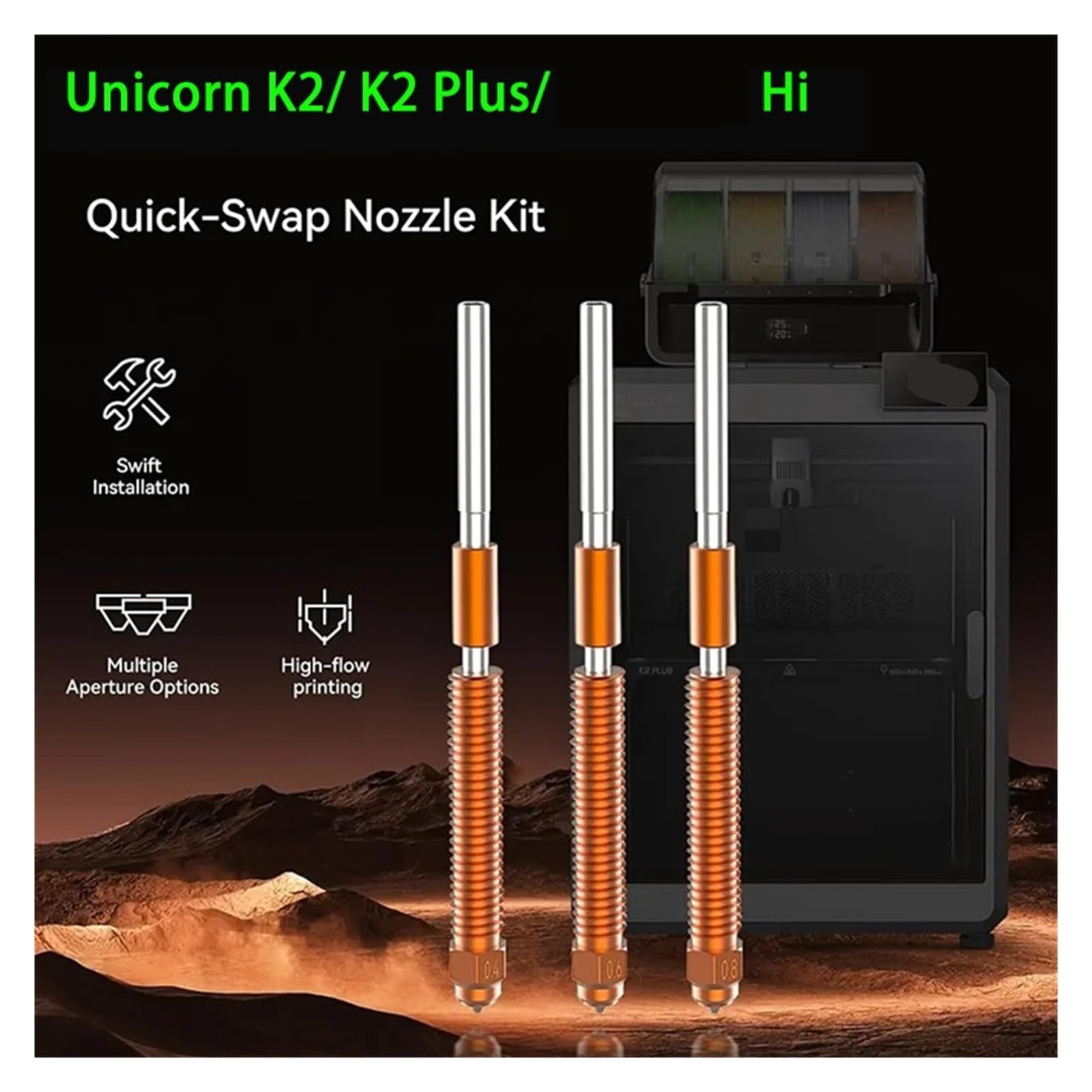 Compatible con Creality, kit de boquillas de 0,2-1,0 mm for K2 Plus