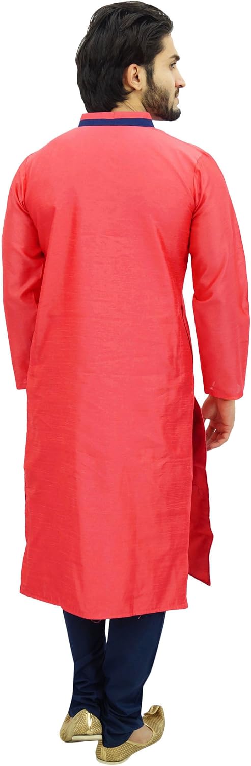 Atasi Designer Men's Party Wear Kurta Pyjama Set Long Dupion Shirt