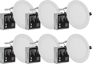 SINCELIGHT 6 Pack 6 Inch Ultra-Thin LED Recessed Ceiling Light with Junction Box, 12W Dimmable, Can-Killer Downlight, 1000lm High Brightness Panel Light