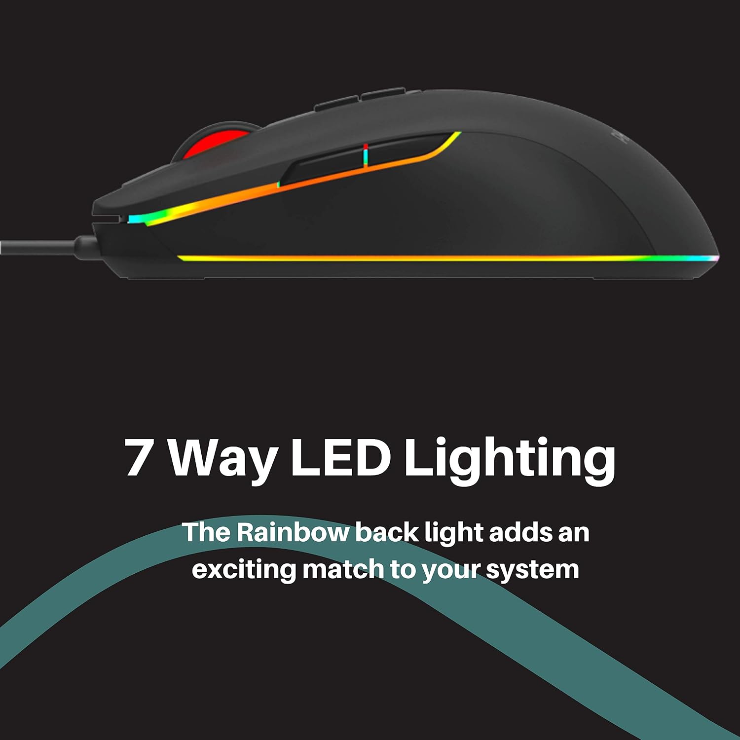 PHILIPS RGB Wired Gaming Mouse, 7 Programmable Buttons, Adjustable DPI, Comfortable Grip Ergonomic Optical PC Computer Gamer Mice