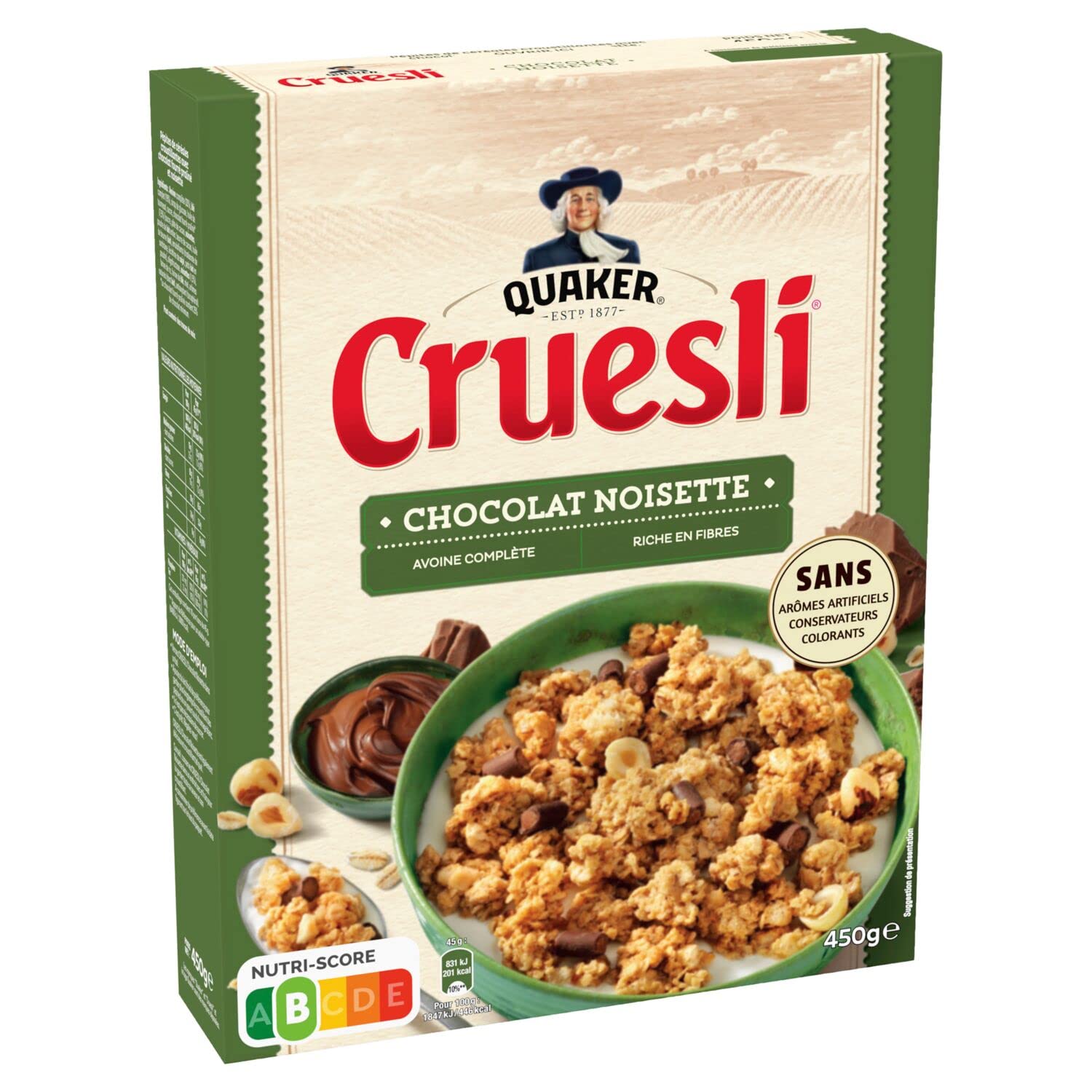 QUAKER Cruesli Céréales Chocolat Noisette - Lot de 12x450g