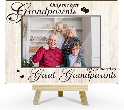 Grandparents Picture Frames Wood Photo Frames for Granny Grandpa Horizontal Picture Frame 4x6 for Tabletop Display Baby Announcement Gifts for Grandparents for Grandmother Y400
