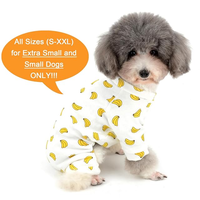 Foto 2 de 8 de Zunea - Mono pequeño para perros adorable con diseño de plátano, pijamas suaves de algodón para mascotas…