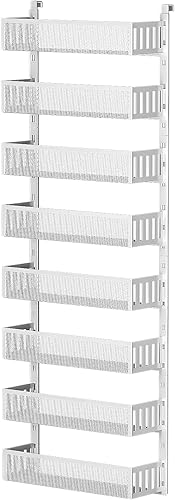 Miniatura 8 de Organizador de despensa de 8 niveles sobre la puerta con cestas de malla, estante colgante ajustable y estable para especias para cocina, baño,