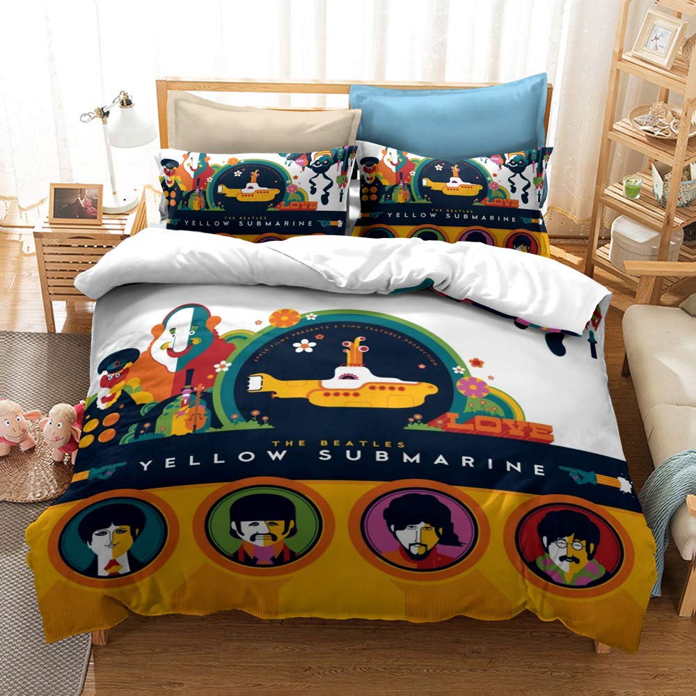 CHAOSE The Beatles Duvet Cover Sets 220X240 Quilt 2 Persons 3 Pieces Bed Linen Bedding Set 2 Pillowcases with Closure (Rock 05,Single(135x200cm))