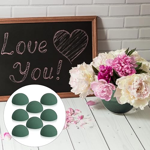 Miniatura 6 de Shihanee 8 unidades, media bola, diseño floral, de espuma seca, color verde, redondas, bolas secas, grandes para manualidades de ramos de plantas