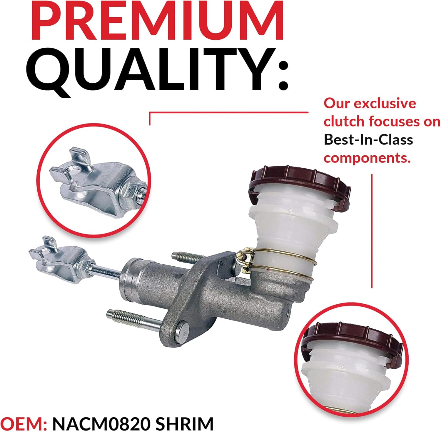 Clutch Master Cylinder w/Adapter Compatible with 1994-2001 Acura Integra & Honda Civic Si GS GS-R LS Type R Hatchback Sedan Coupe 1.6L 1.8L (B18B1 B16A2 Engines)