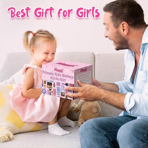 Miniatura 8 de Kit de maquillaje para niños para niñas, juego de maquillaje lavable con estuche cosmético real para niñas pequeñas, juego de belleza de maquillaje