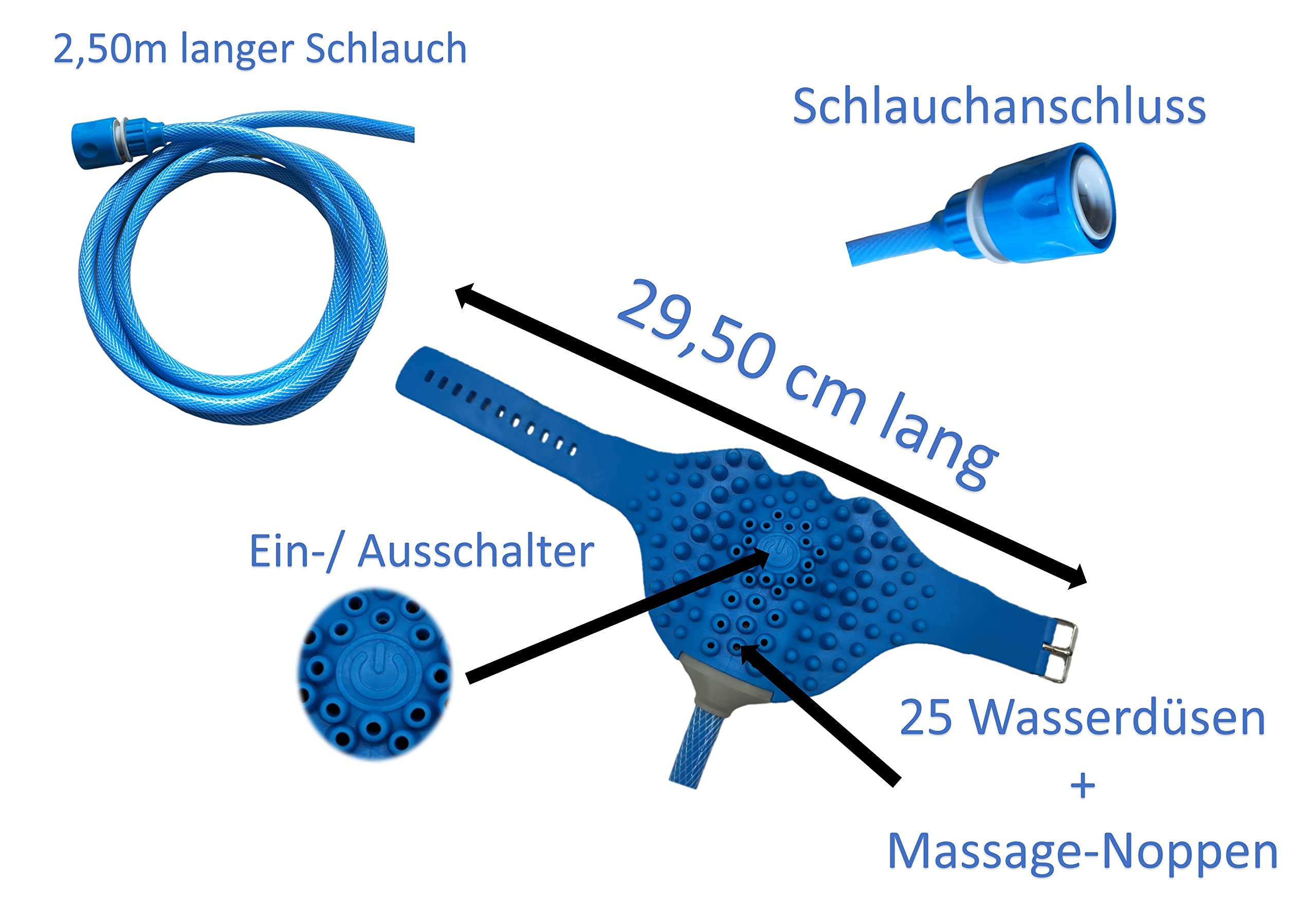 HMH-Shop Haustier Hundedusche 5tlg. Bade-Kit Bade-Set Waschanlage Hund Haustierdusche Fellhandschuh Brausehandschuh Duschkopf Handtuch Katze Haustierpflege 1/2 + 3/4 Zoll Schlauchanschluss