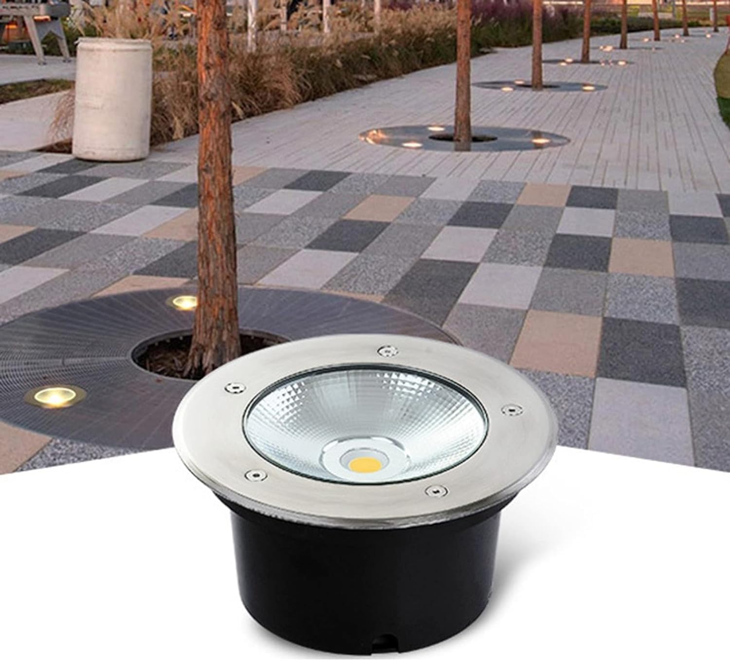 Outdoor LED Underground Light Embedded COB Ground Lights IP66 Waterproof Recessed Round Landscape Lamp for Garden Path Walkway Deck Illumination Decoration