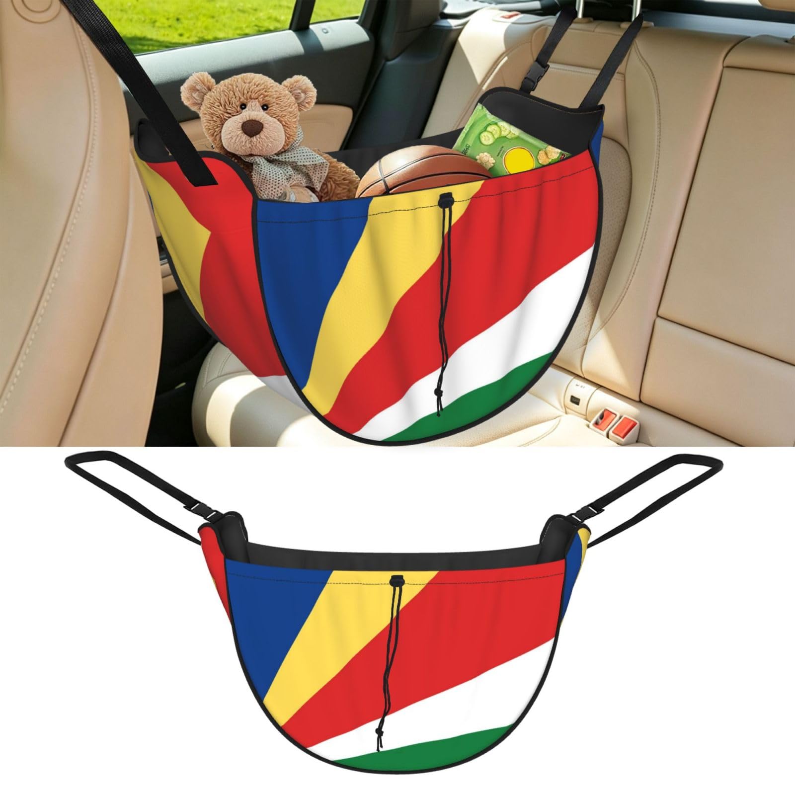 Cntdbu Black Flag Of Seychelles Car Seat Organizer-Backseat Storage Bag For Travel