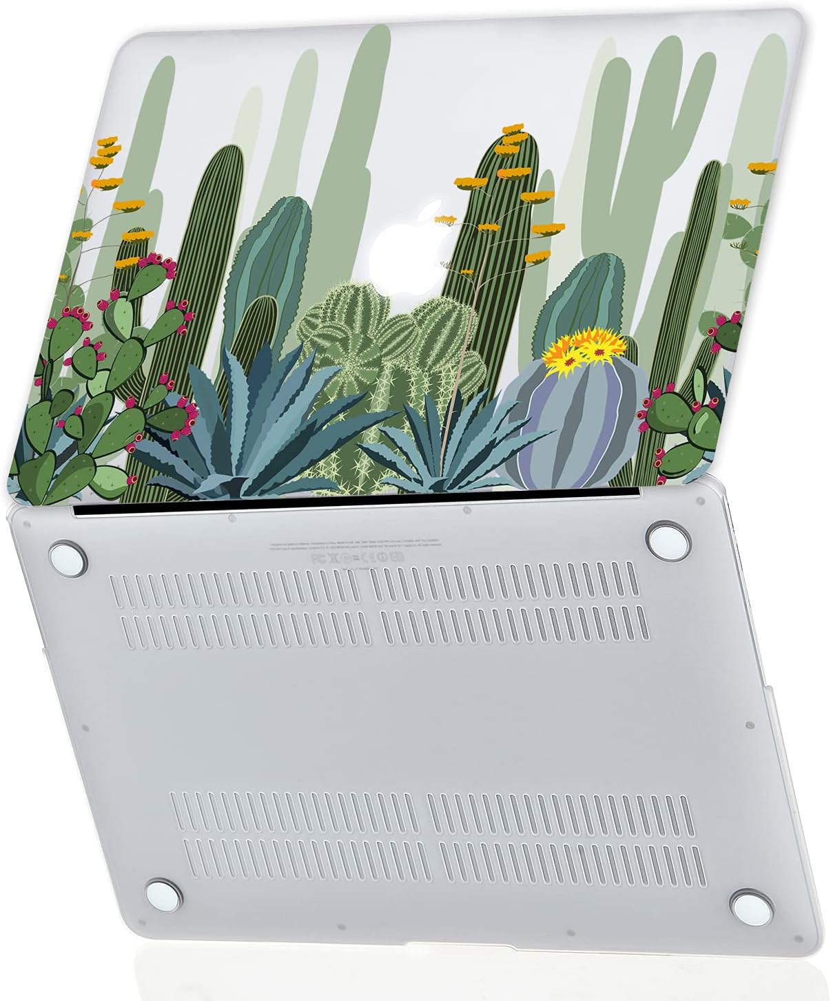 EkuaBot Cactus MacBook Air 13 inch Case & Keyboard Cover (A1369/A1466, Older Version 2010-2017 Release), Matt Clear Rubber Coated Soft Touch Hard Case Only Compatible MacBook Air 13.3 Older Air 13 inch (A1369/A1466) Cactuses