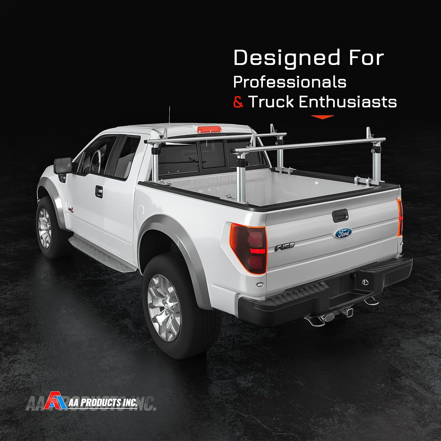 AA-Racks Model APX2501 75" Full-Size Pickup Truck Ladder Racks Low-Profile Height-Adjustable Utility Aluminum Truck Bed Rack with Load Stops-Silver