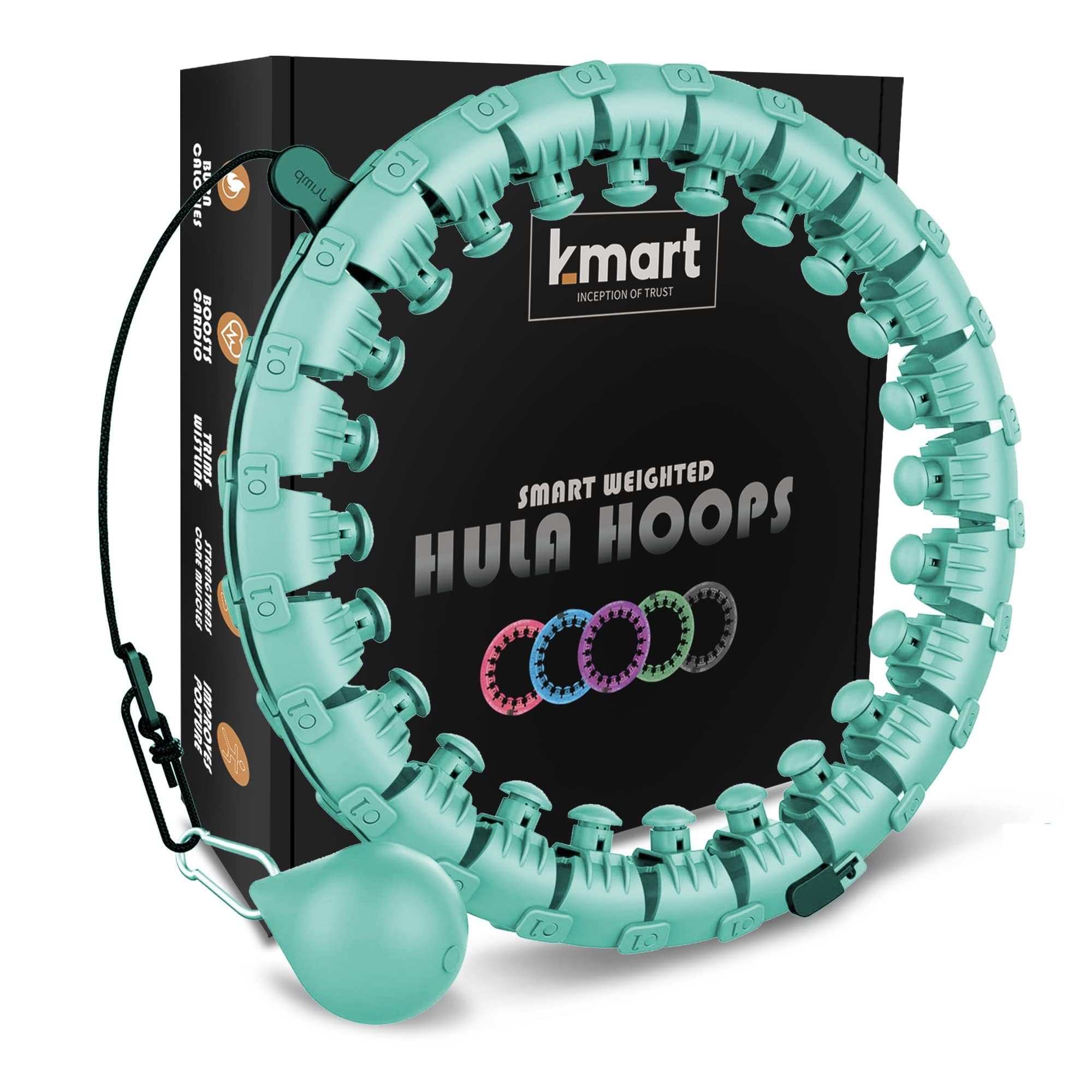 K-MART Smart Hula Ring Hoops, Weighted Hula Circle 24 Detachable Fitness Ring with 360 Degree Auto-Spinning Ball Gymnastics, Massage, Adult Fitness for Weight Loss
