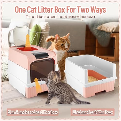 Miniatura 13 de Tioncy Kit de iniciación de 7 piezas para gatos pequeños, caja de arena para gatos con pala y alfombrilla de arena para patas, cuencos dobles Negro