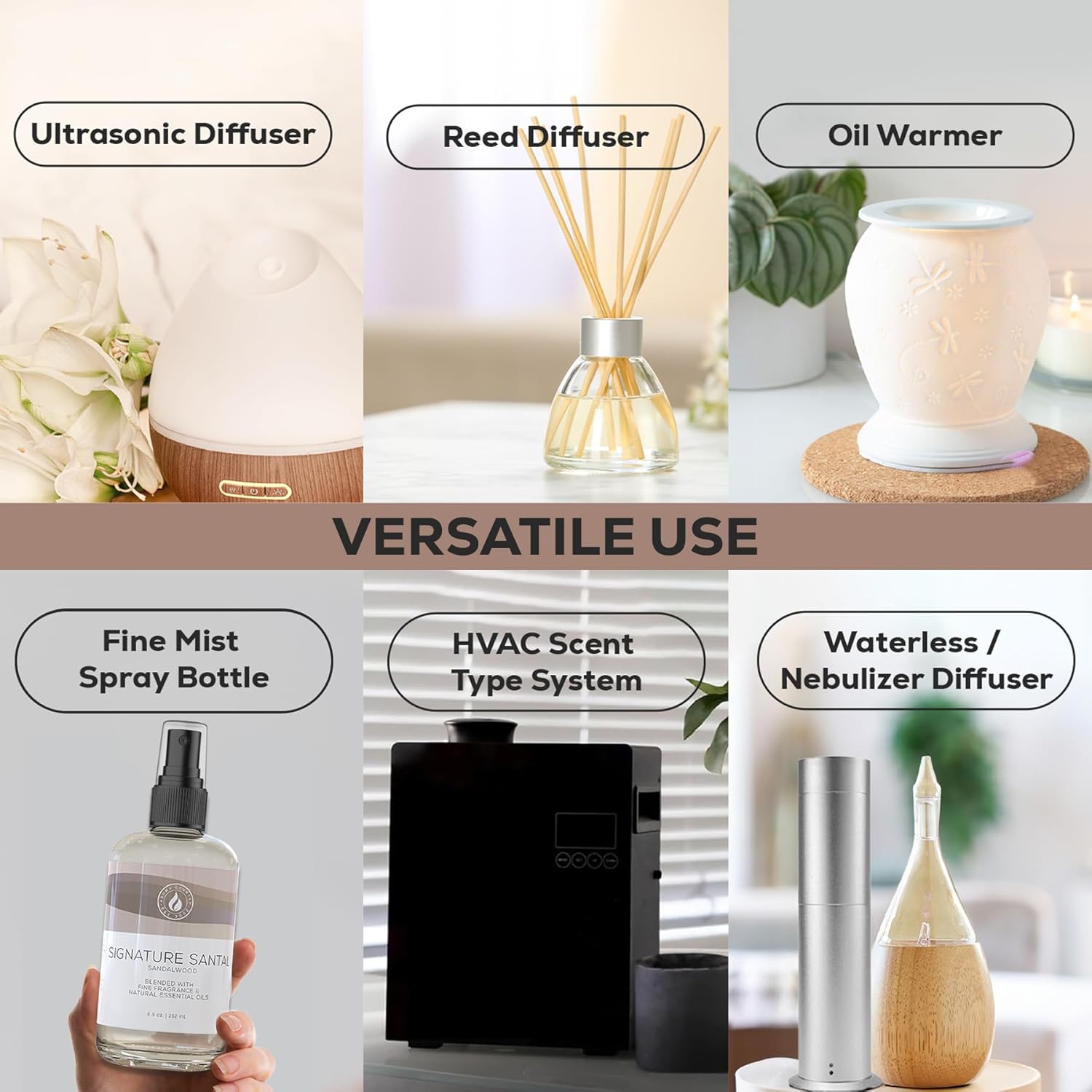 Aroma Country Signature Santal Diffuser Oil - Luxury Essential Oils for Diffuser Refill & Air Freshener Room Spray - Long-Lasting & Natural Home Fragrance, Sandalwood Scented Oil (8.5 Fl. oz) - Image 7