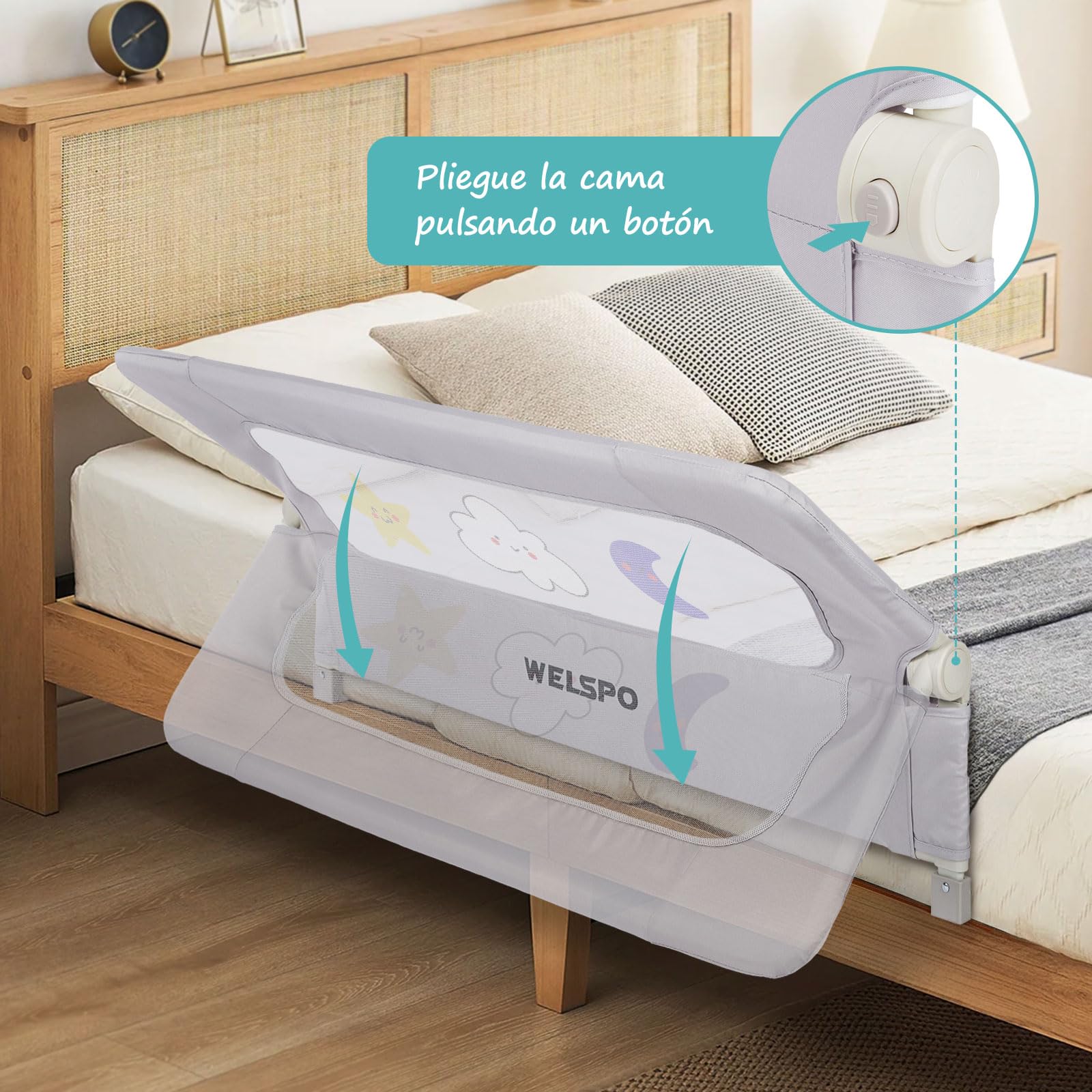 welspo Garde-corps de lit bébé pour enfants