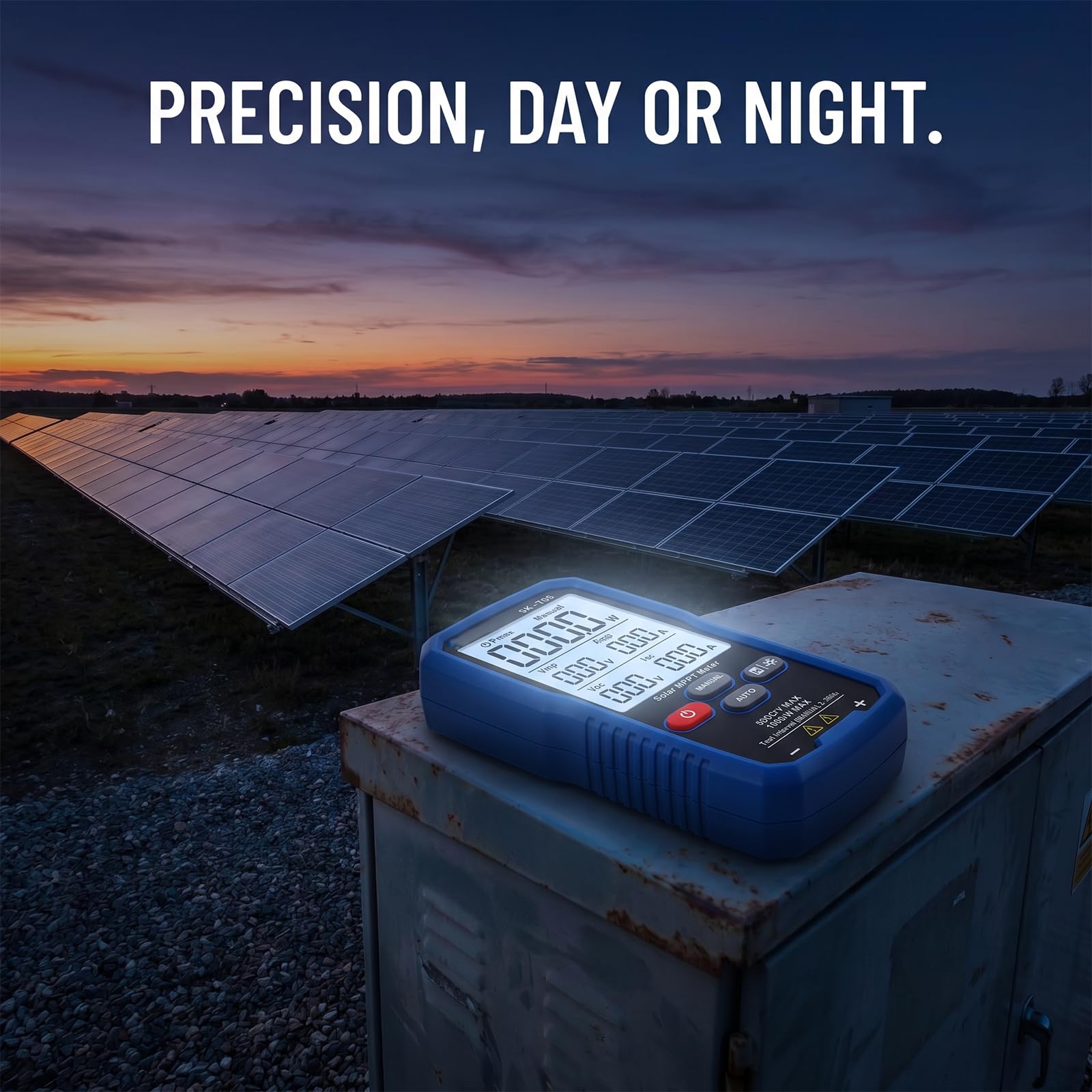 SK-705 Solar MPPT 1000 W Tester di potenza per moduli fotovoltaici, tester PV portatile con LCD da 3,2", misurazione automatica e manuale, Voc Isc Vmp Pmax