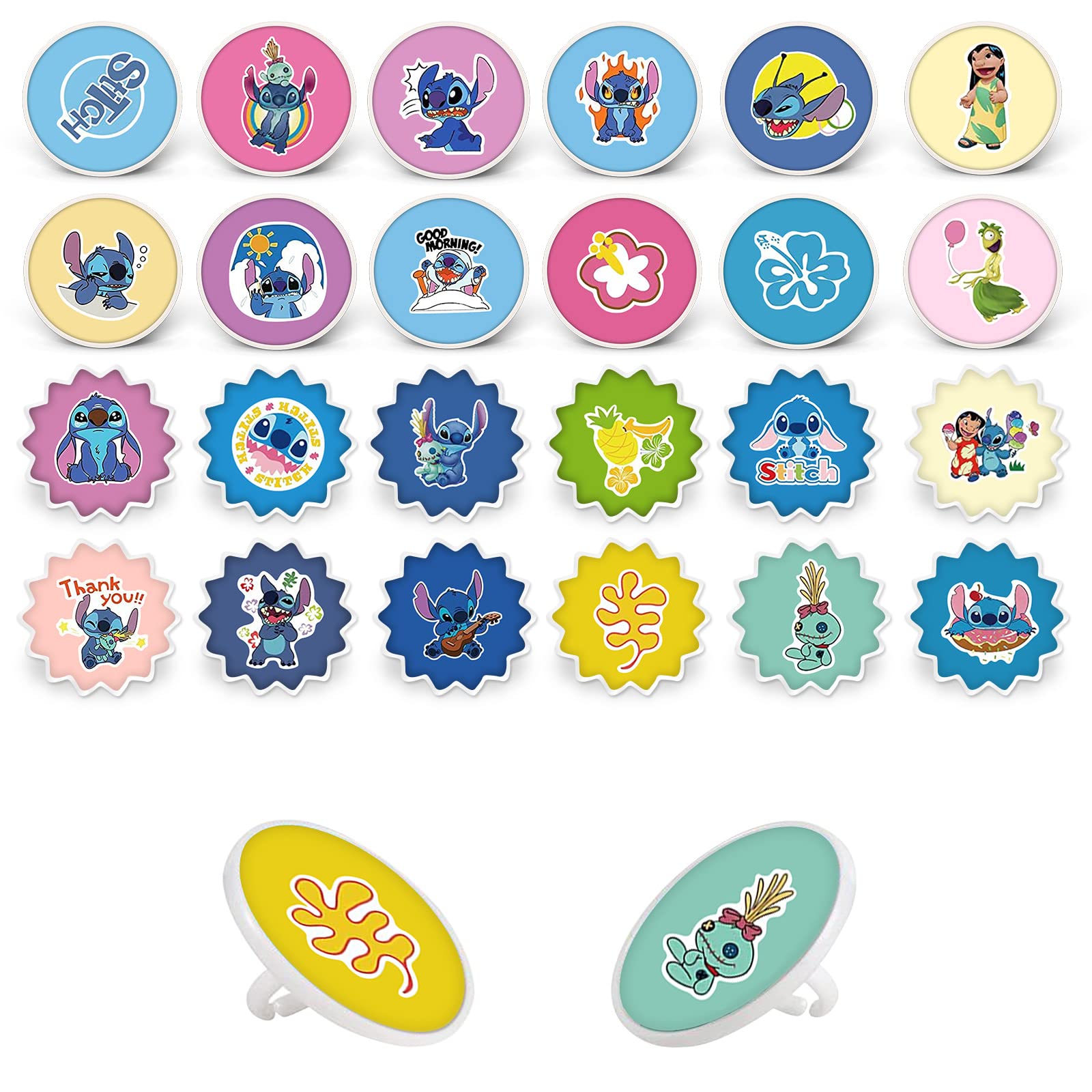 24pcs Cartoon Cake Toppers Cupcake Ring Decor for Kids Cartoon Theme Birthday Party Supplies Baking Decorations Party Favors