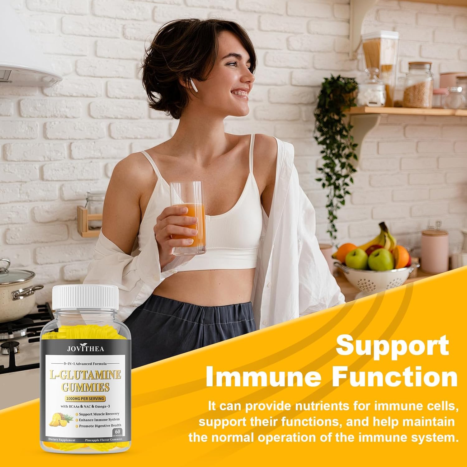 2 Pack L-Glutamine Gummies 1000mg, Glutamine Supplement for Women & Men, with BCAAs, Magnesium & NAC, Support Gut, Muscle Health & Immunity, Vegan, Non-GMO, Gluten Free, Keto Friendly, 120 Count - Image 6