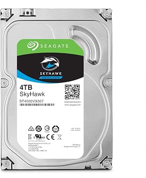 SEAGATE ST4000VX007 Skyhawk 4TB Surveillance Hard SATA 6Gb/s 64MB Cache 3.5-Inch Internal Drive-Frustration Free Packaging (ST4000VXZ07) Mechanical Hard Disk