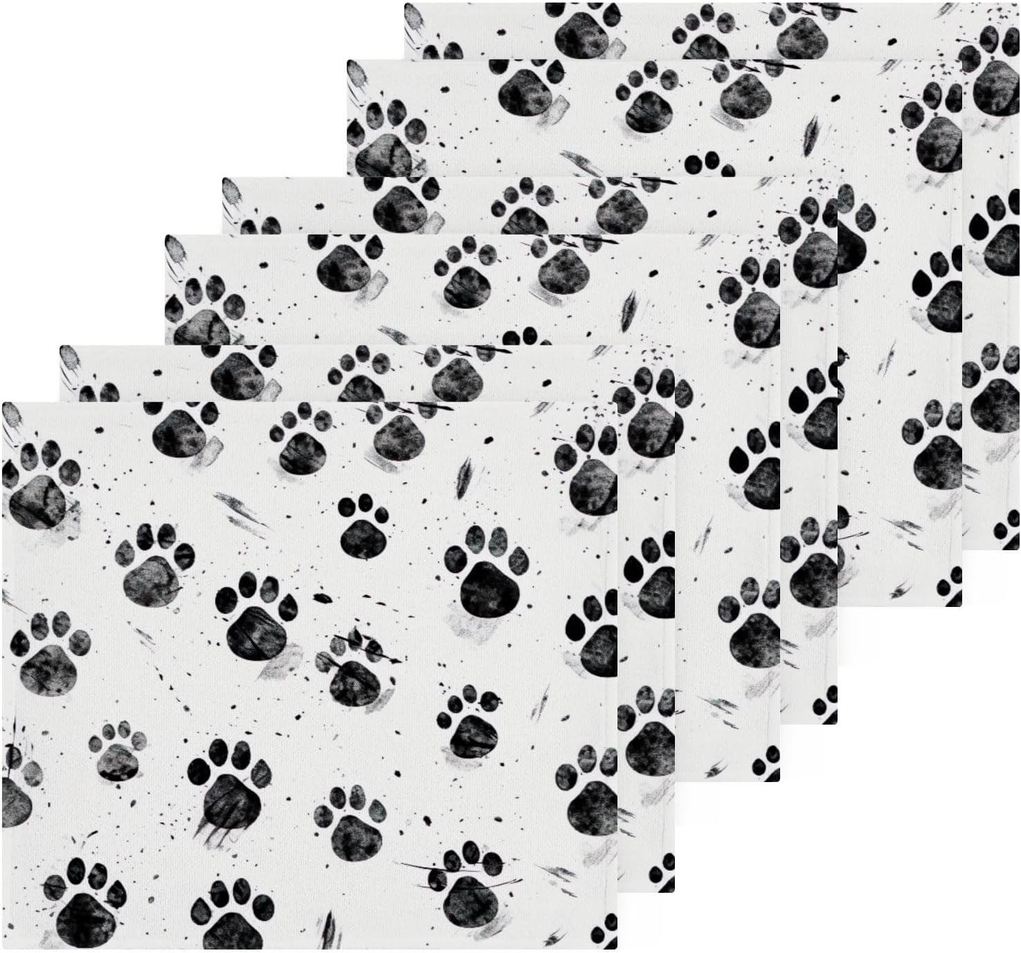 Dog Paw Prints Washcloths Towels, Highly Absorbent and Soft Cotton Face Cloths, 6 Pack Quick Dry Wash Cloths - 12 X 12 Inches