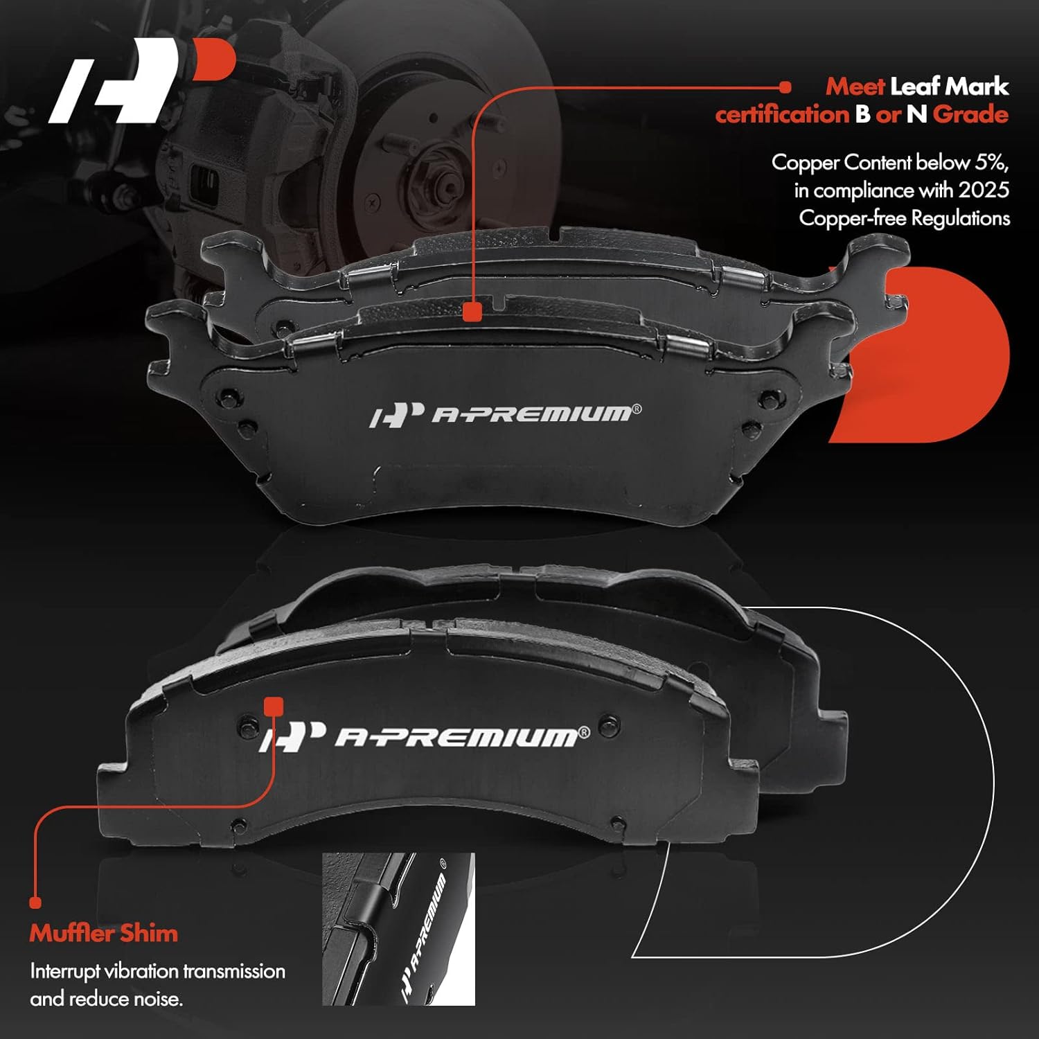 A-Premium Front & Rear Drilled and Slotted Disc Brake Rotors + Ceramic Pads Kit Compatible with Select Ford Models - For F-150 2012 2013 2014 2015 2016 2017 2018 2019 2020, 12-PC Set