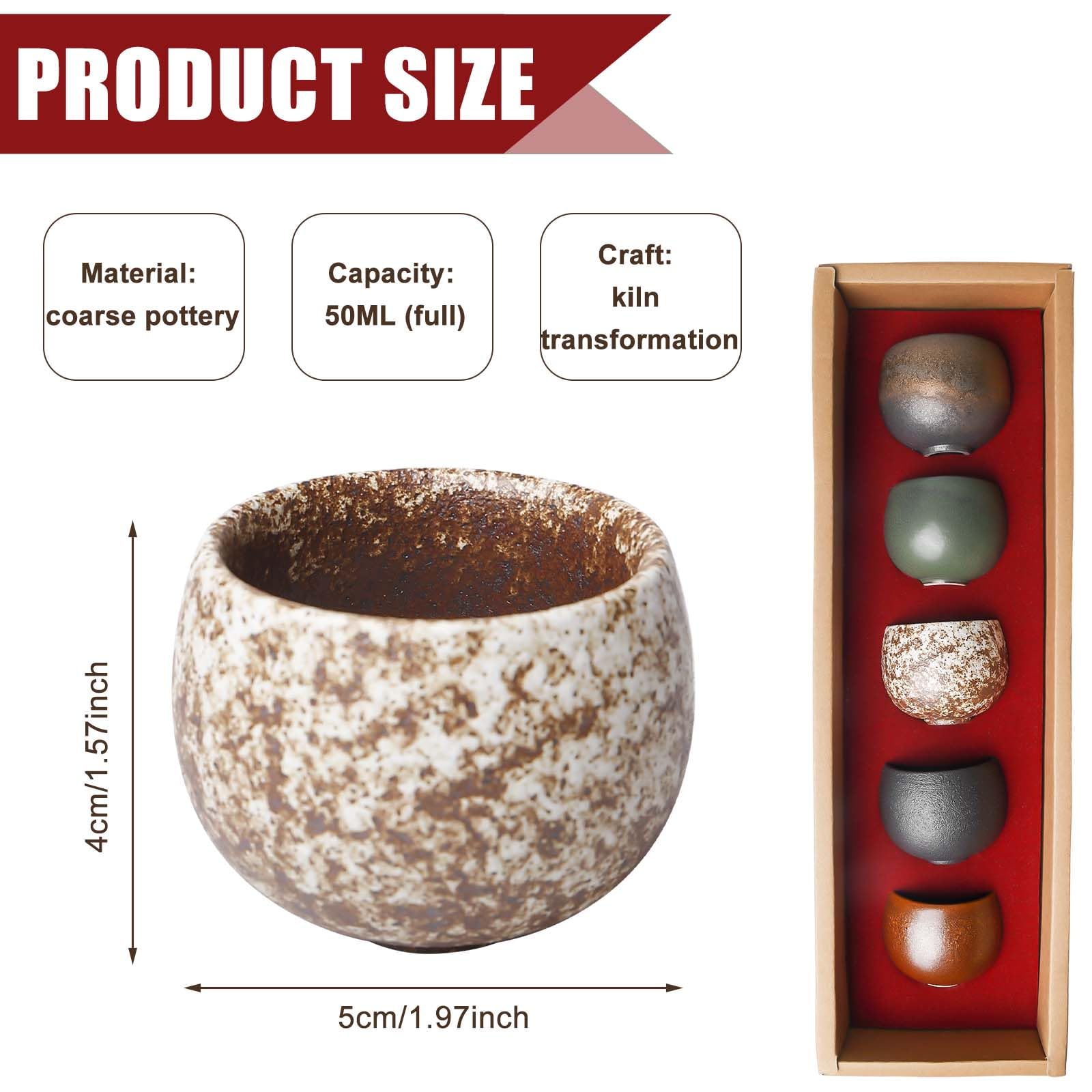 Set di 5 tazze da espresso in gres porcellanato, a parete spessa, da 100 ml, senza manico, in ceramica, ideali per moka, tè macchiato, regalo per donne e uomini