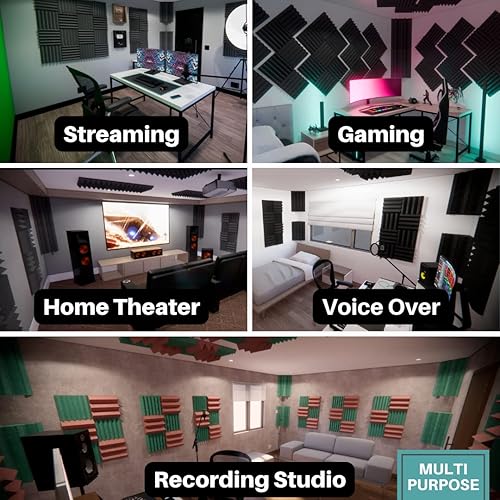 Miniatura 7 de Espuma acústica insonorizada para estudio, paneles estilo cuña, azulejos de 12 x 12 x 1 pulgadas, paquete de 6, tratamiento acústico de bricolaje