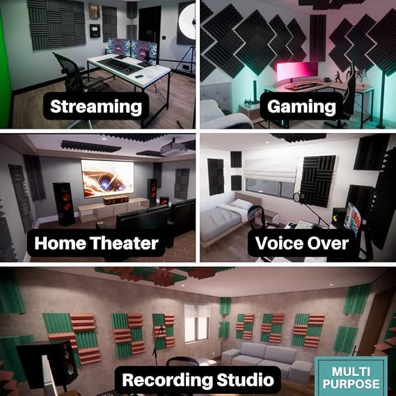 Acoustic Foam Panels, Bulk 48 Pack, 12x12x1 Inch Tiles For Studio Soundproofing And Sound Dampening, 48 Square Feet Per Pack, 12 Color Options (Blue)