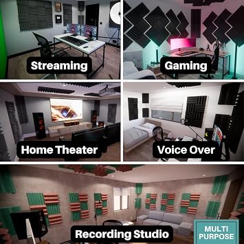 Acoustic Foam Panels, Bulk 48 Pack, 12x12x1 Inch Tiles For Studio Soundproofing And Sound Dampening, 48 Square Feet Per Pack, 12 Color Options (Blue)