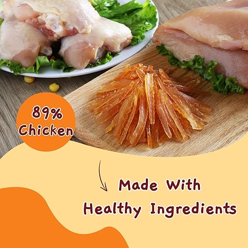 Miniatura 2 de Jungle Calling Golosinas de entrenamiento suaves para perros y gatos pequeños, mini tiras de pollo para entrenamiento de cachorros, aperitivos