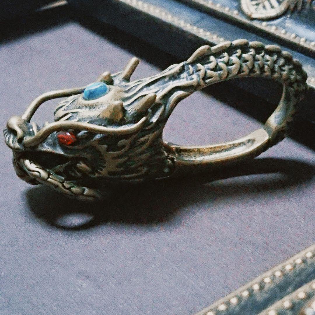 真鍮 ターコイズ ドラゴン キーリング キーフック パーツ 龍 竜 ヴィンテージ