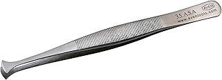 Aven 18201USA Pattern 35A Straight Broad High Precision Tweezer, Stainless Steel, 4-3/4