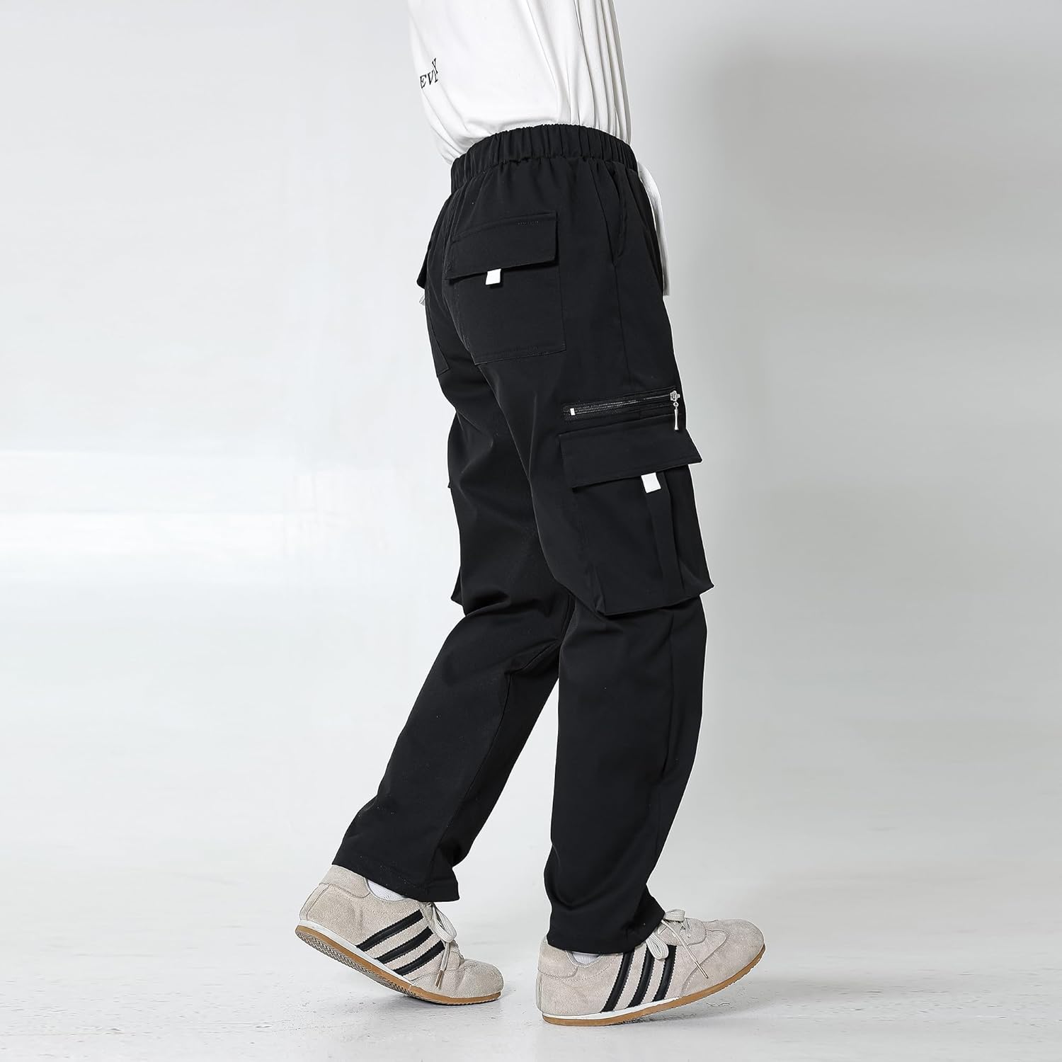 2 Pack Boys Cargo Joggers Pants Elastic Waist Casual Jogging Trousers Bottom for Kids 7-13 Years - Image 3