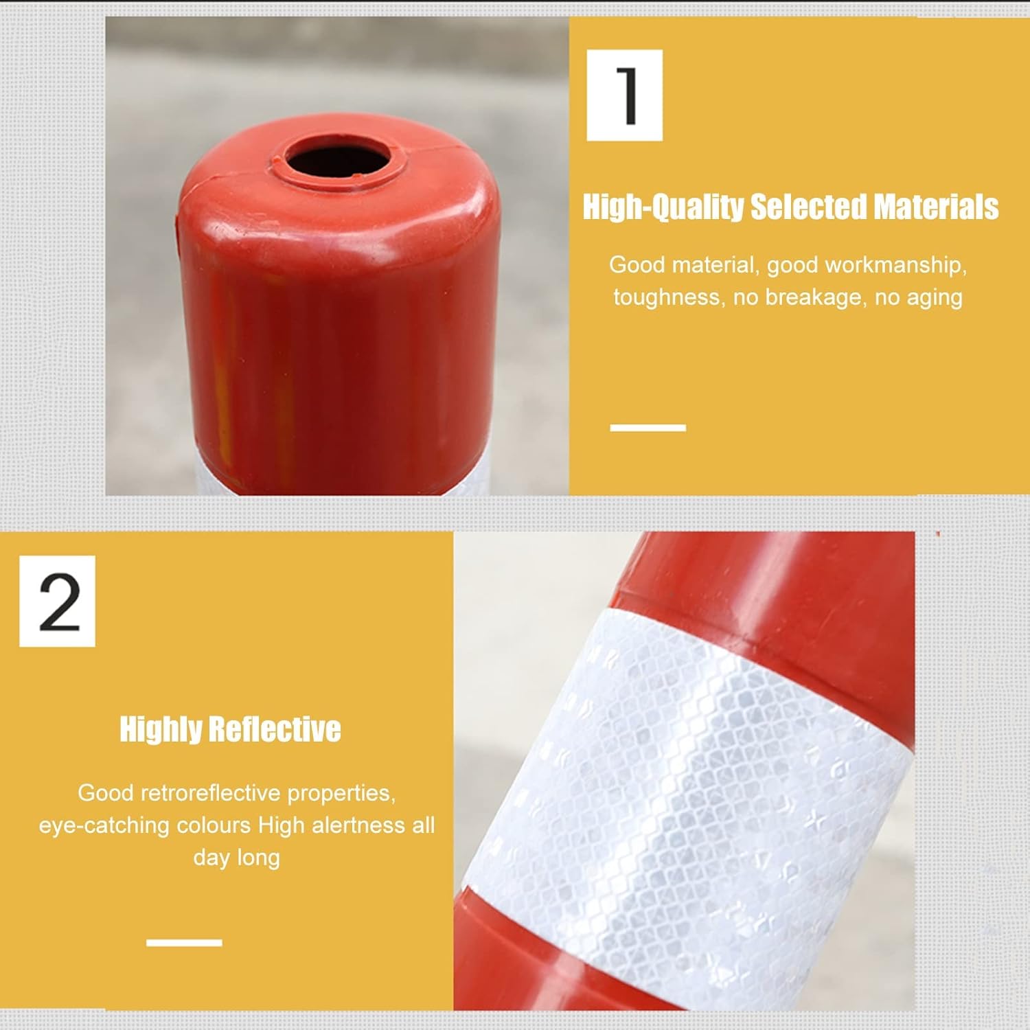 Traffic Cone Safety Barrier Plastic Security Posts for Driveways,75cm Tall Commercial Parking Traffic Safety Barrier with Reflective Band,Channelizer Post for Protect Your Parking Space